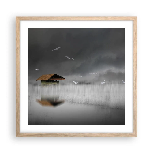 Plakat i ramme af lyst egetræ - Beskyttelse mod regnen - 50x50 cm