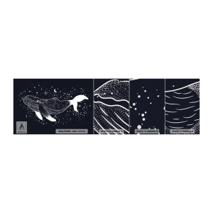 Prøve Fototapet Premium Sand - I universets ocean - Abstraktion, Hval, Sort og hvid - 100x30 cm