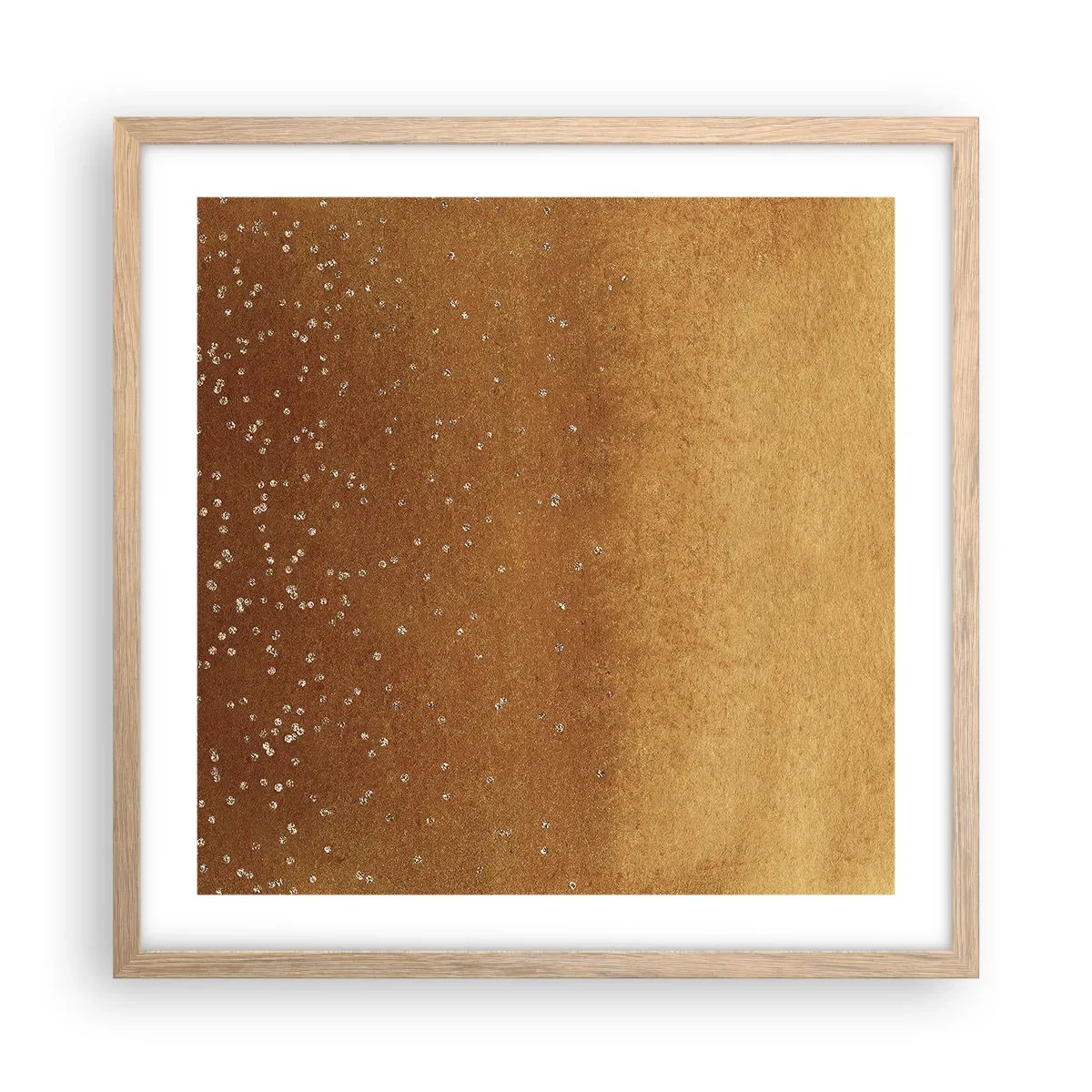 Plakat i ramme af lyst egetræ - Lysets fødsel - 50x50 cm