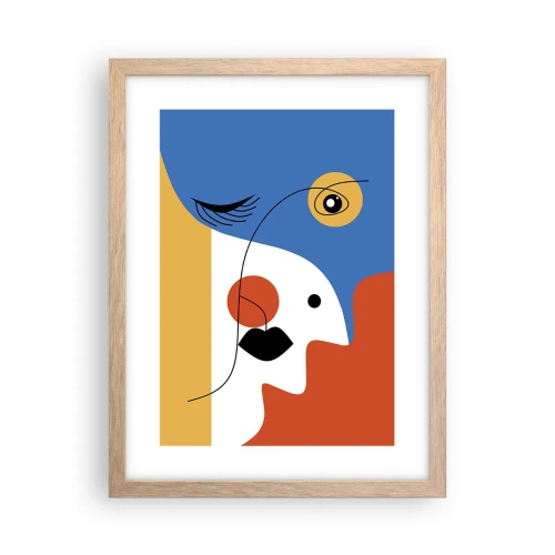 Plakat i ramme af lyst egetræ - Dekonstrueret portræt - 30x40 cm