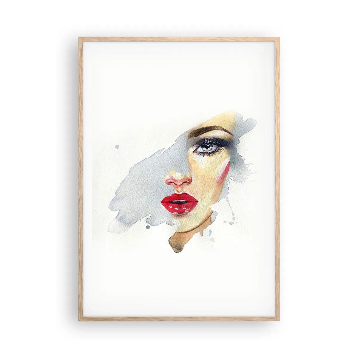 Plakat i ramme af lyst egetræ - Refleksion i en vanddråbe - 70x100 cm