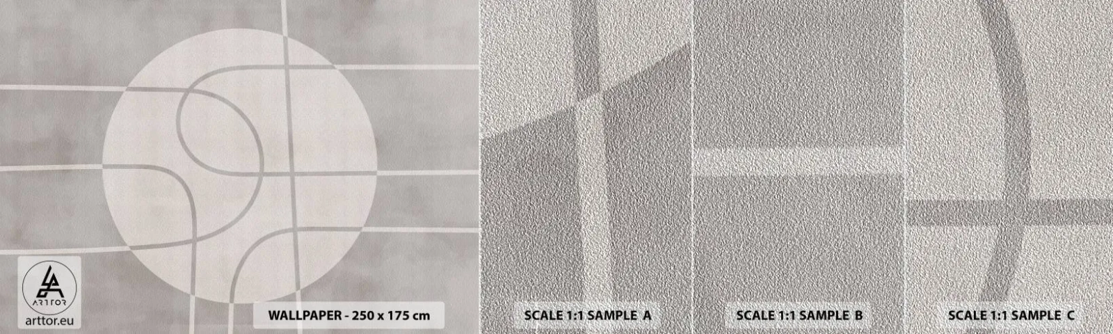 Prøve Fototapet Premium Sand - Cirkulær og lige frem - Lyse, Minimalistisk, Hjul - 100x30 cm