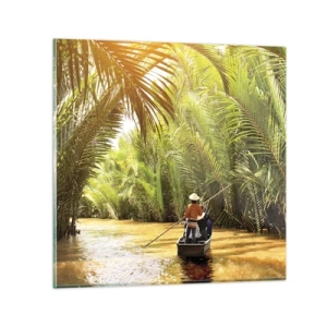 Billede på glas - Palmeslugten - 40x40 cm