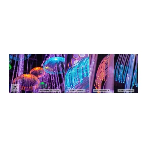Prøve Fototapet Premium Canvas - Lysende springvand - Neon, Lys, Luminans - 100x30 cm