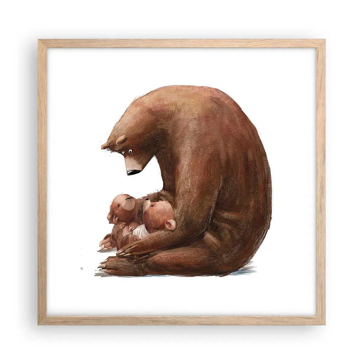 Plakat i ramme af lyst egetræ - Drøm sødt, børn - 50x50 cm