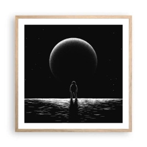 Plakat i ramme af lyst egetræ - Ansigt til ansigt - 60x60 cm