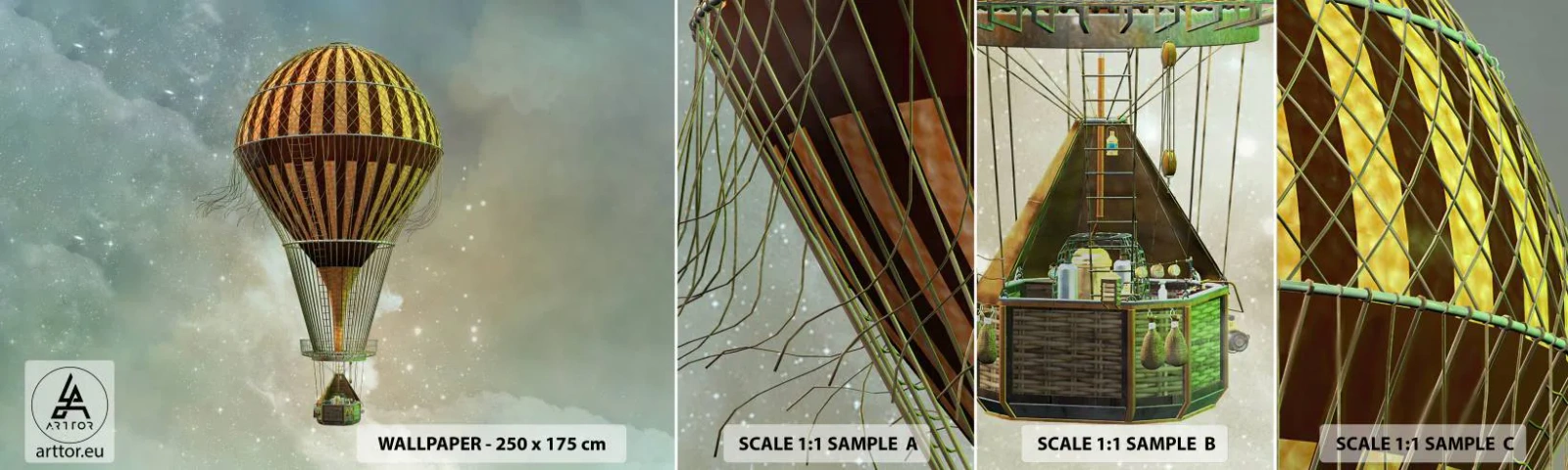 Prøve Fototapet Selvklæbende Deluxe Sticker - Banebrydende flyvninger - Ballon, Flyve, Skyer - 100x30 cm