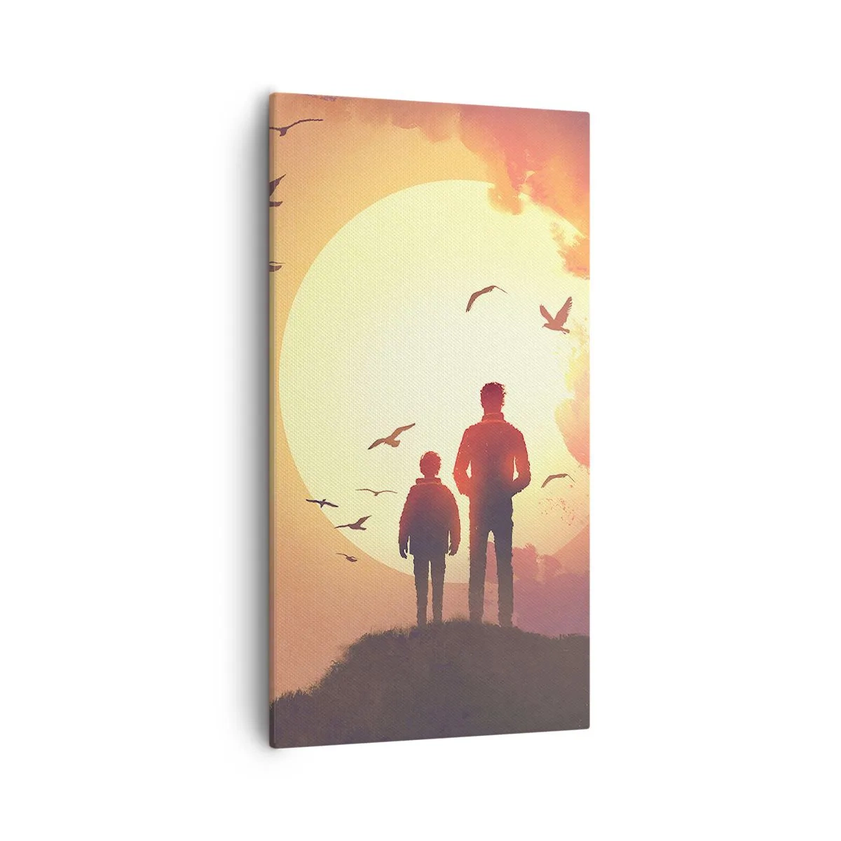 Lærredstryk - Billede på lærred - Ansigt til ansigt med solen - 55x100 cm