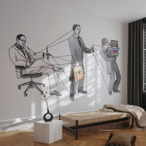 Fototapet Selvklæbende Deluxe Sticker - Enhver har sin herre - Abstraktion, Mand, Arbejde - 100x70 cm