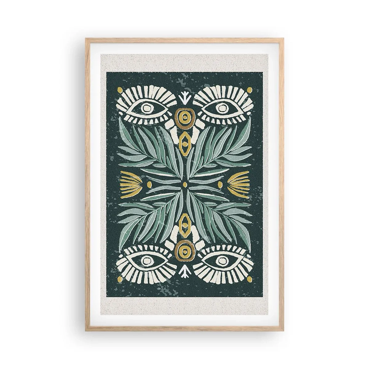Plakat i ramme af lyst egetræ - Som en folkeudskæring - 61x91 cm