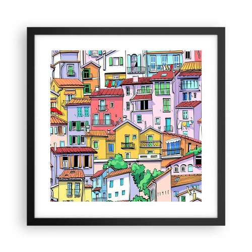 Plakat i sort ramme - Glædelig by - 40x40 cm