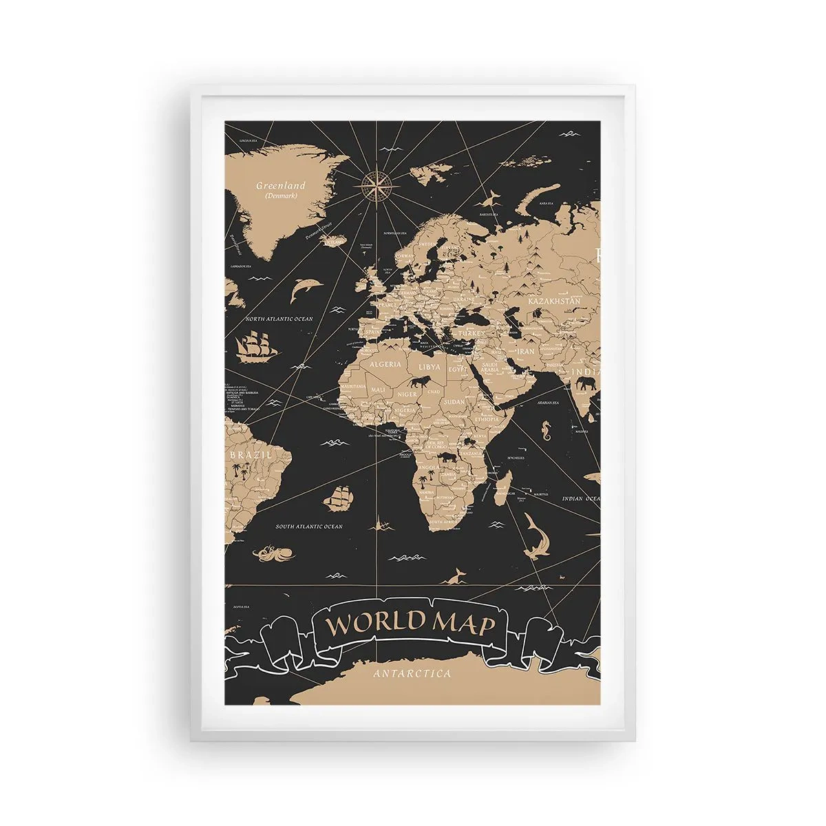 Plakat i hvid ramme - Grænserne for min verden - 61x91 cm
