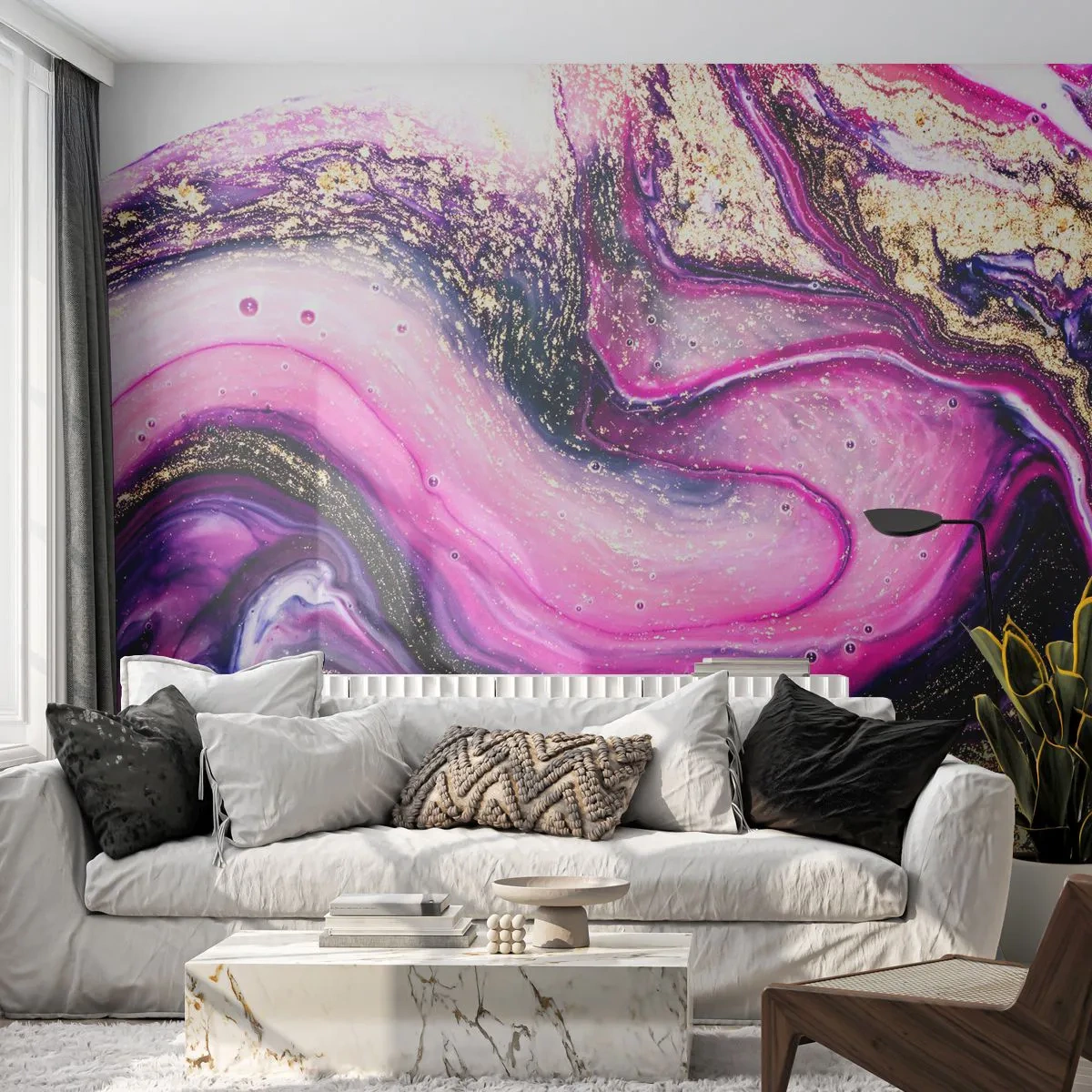 Fototapet Selvklæbende Deluxe Sticker - Et øjeblik bag kulisserne - Abstraktion, Stykke, Moderne mønster - 350x256 cm