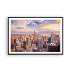 Plakat i sort ramme - Ræk ud efter skyerne selv - 91x61 cm