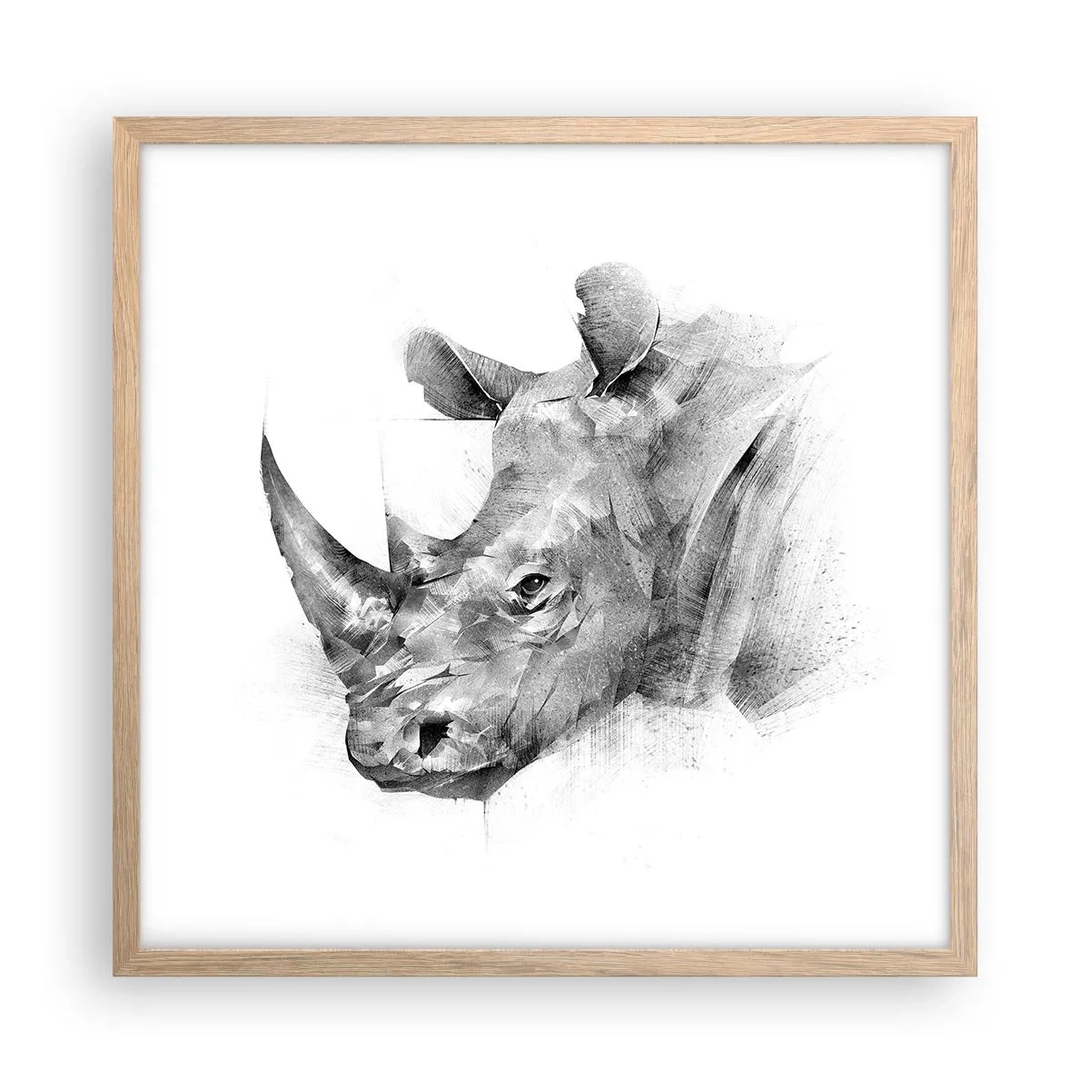 Plakat i ramme af lyst egetræ - Afrikansk portræt - 50x50 cm