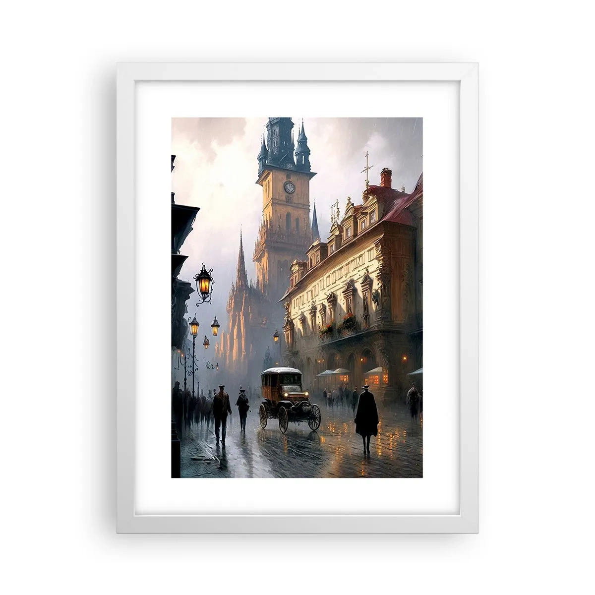 Plakat i hvid ramme - Magien i en aften i Prag - 30x40 cm