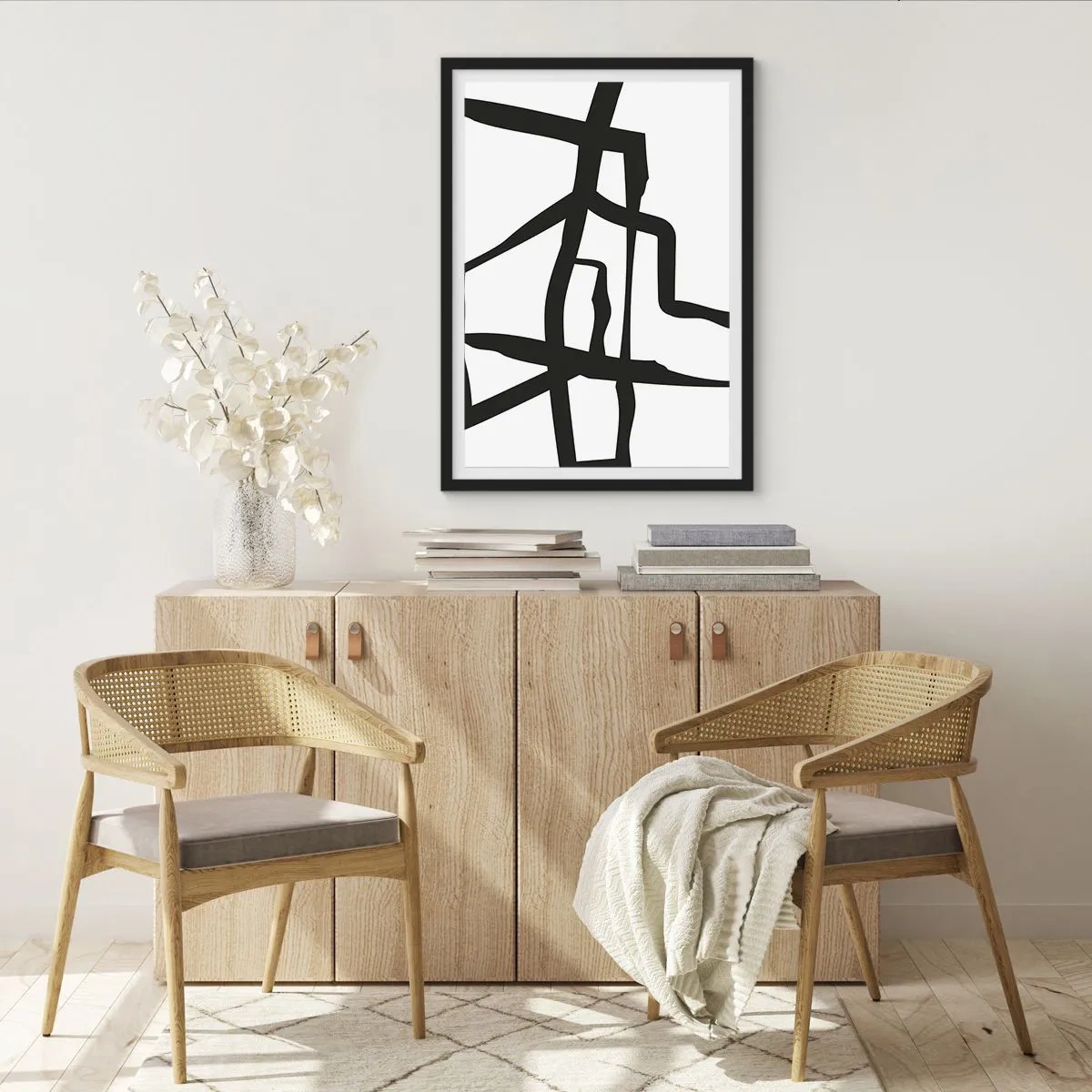 Plakat i sort ramme - Sort og hvid konstruktion - 61x91 cm
