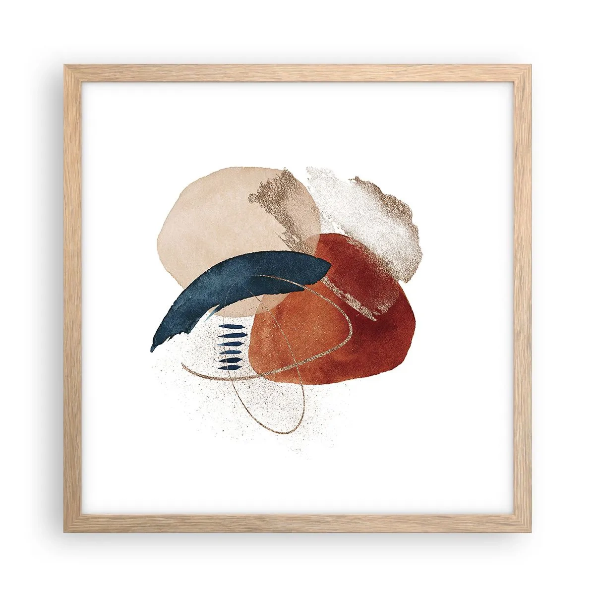 Plakat i ramme af lyst egetræ - Oval sammensætning - 40x40 cm