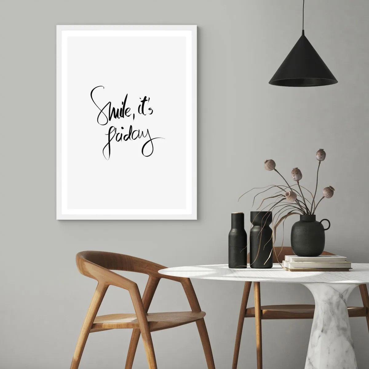 Plakat i hvid ramme - Ægte glæde - 61x91 cm