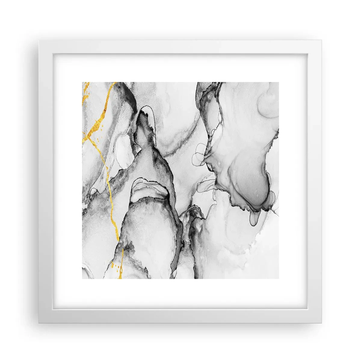 Plakat i hvid ramme - Sammensætning med guldmotiv - 30x30 cm