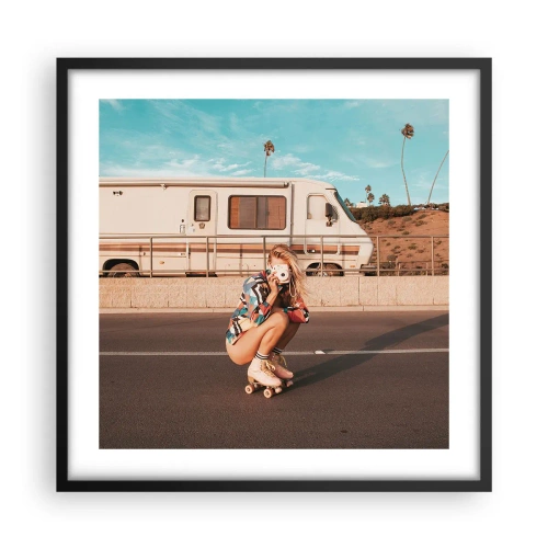 Plakat i sort ramme - Smil, tak! - 50x50 cm