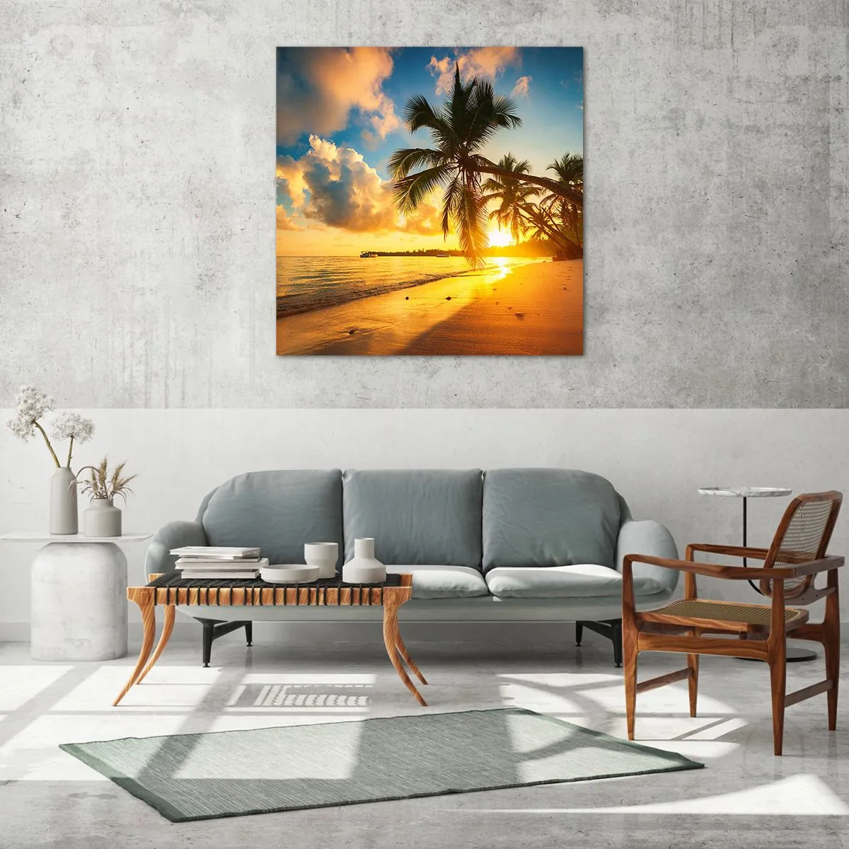 Billede på glas - Caribisk drøm - 50x50 cm