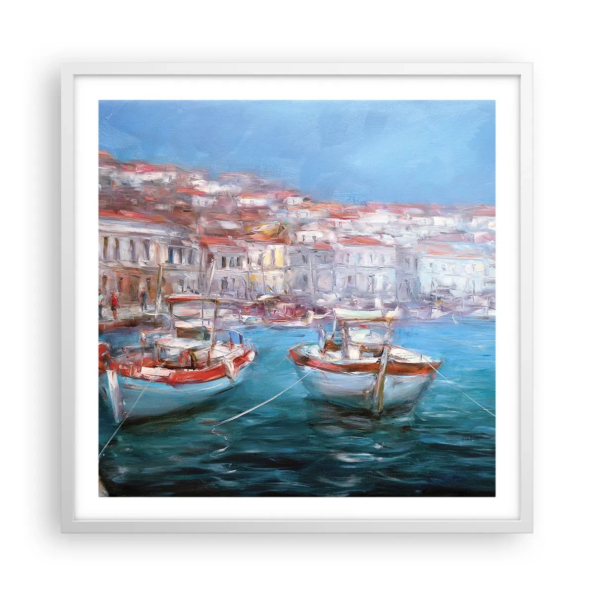 Plakat i hvid ramme - Italiensk bugt - 60x60 cm