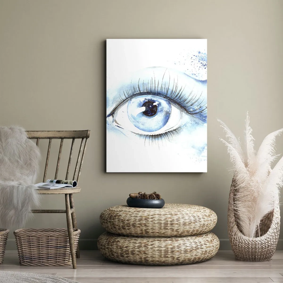 Lærredstryk - Billede på lærred - Fordyb dig i det blå i dit blik - 50x70 cm