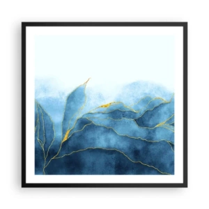 Plakat i sort ramme - Blå i guld - 60x60 cm