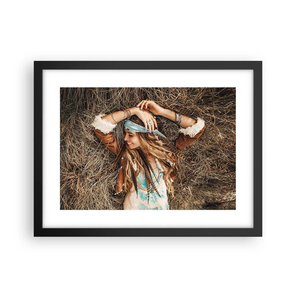 Plakat i sort ramme - På vej til kærlighedens sommer - 40x30 cm