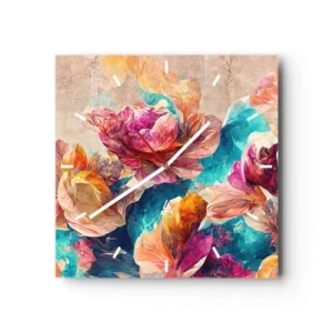 Vægur, Uret - Den farverige pragt i en buket - 30x30 cm