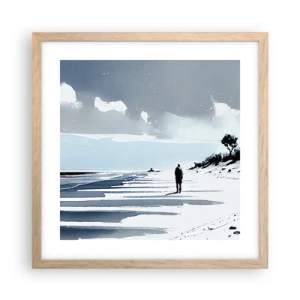 Plakat i ramme af lyst egetræ - Alene - 40x40 cm