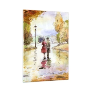 Billede på glas - Romantisk efterår i parken - 50x70 cm