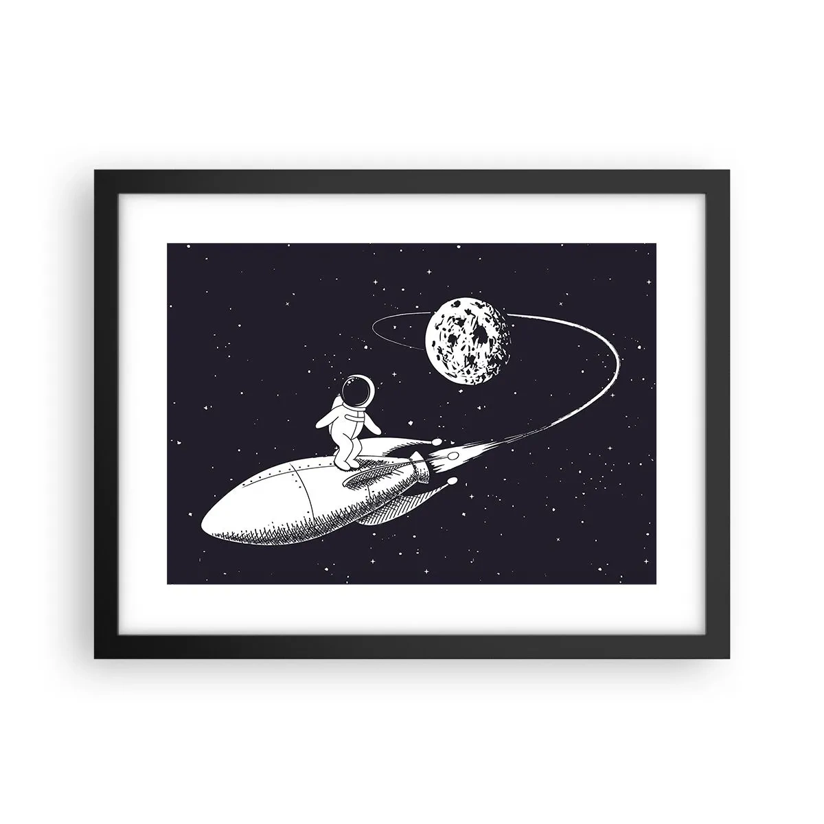 Plakat i sort ramme - Space surfer - 40x30 cm