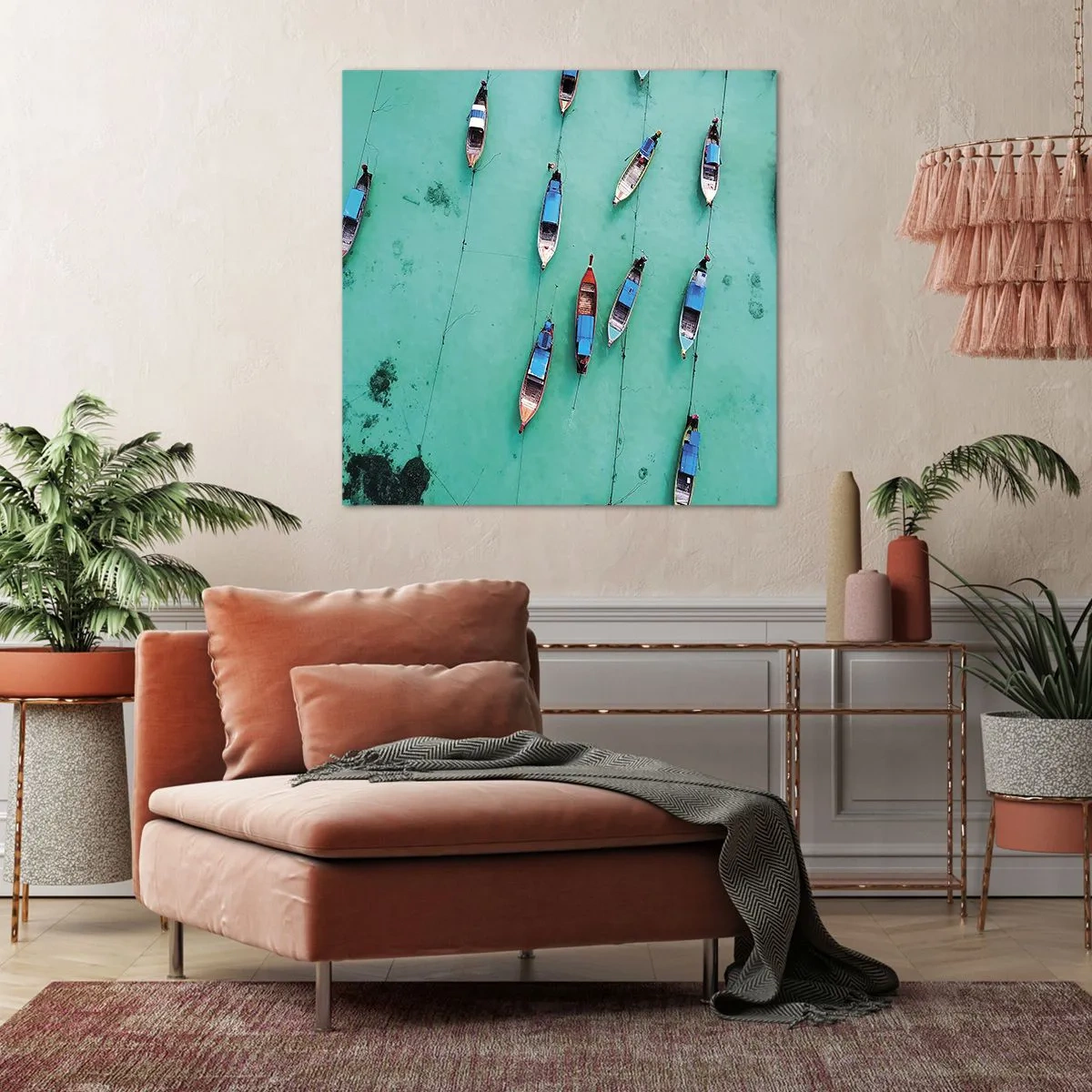 Lærredstryk - Billede på lærred - I glædelig forventning - 50x50 cm