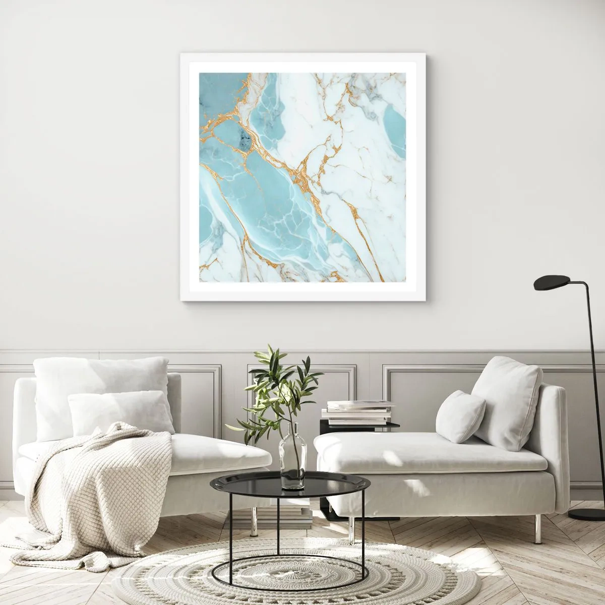 Plakat i hvid ramme - Rigdom af sten - 30x30 cm