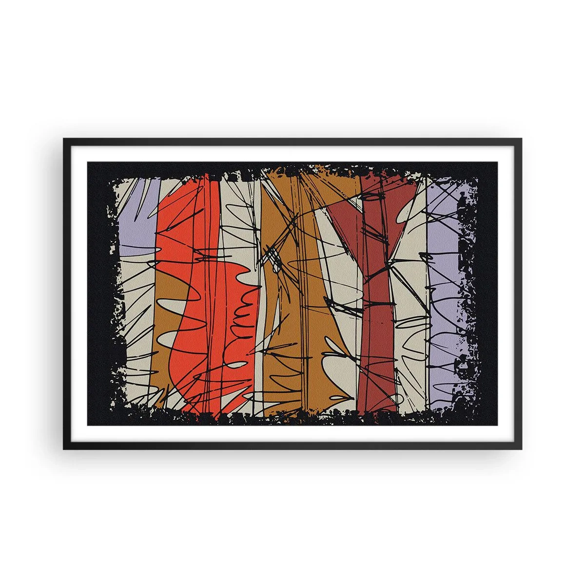 Plakat i sort ramme - Spontan komposition - 91x61 cm