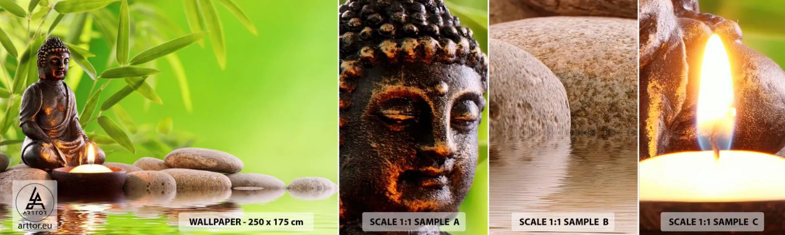 Fototapet Prøve Standard Eco - Livet er smukt - Buddha, Bambus, Spa - 100x30 cm