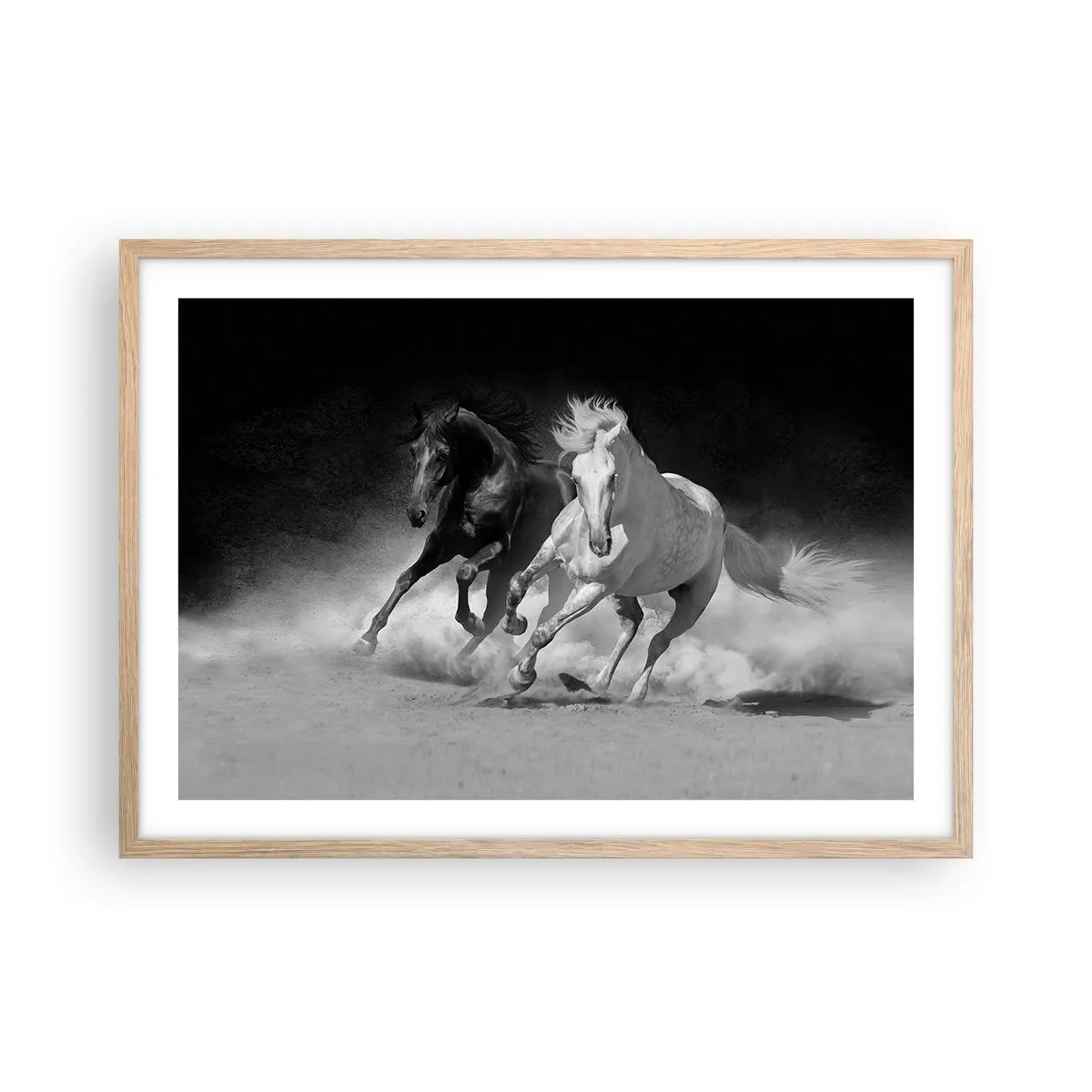 Plakat i ramme af lyst egetræ - Frihedens galop - 70x50 cm