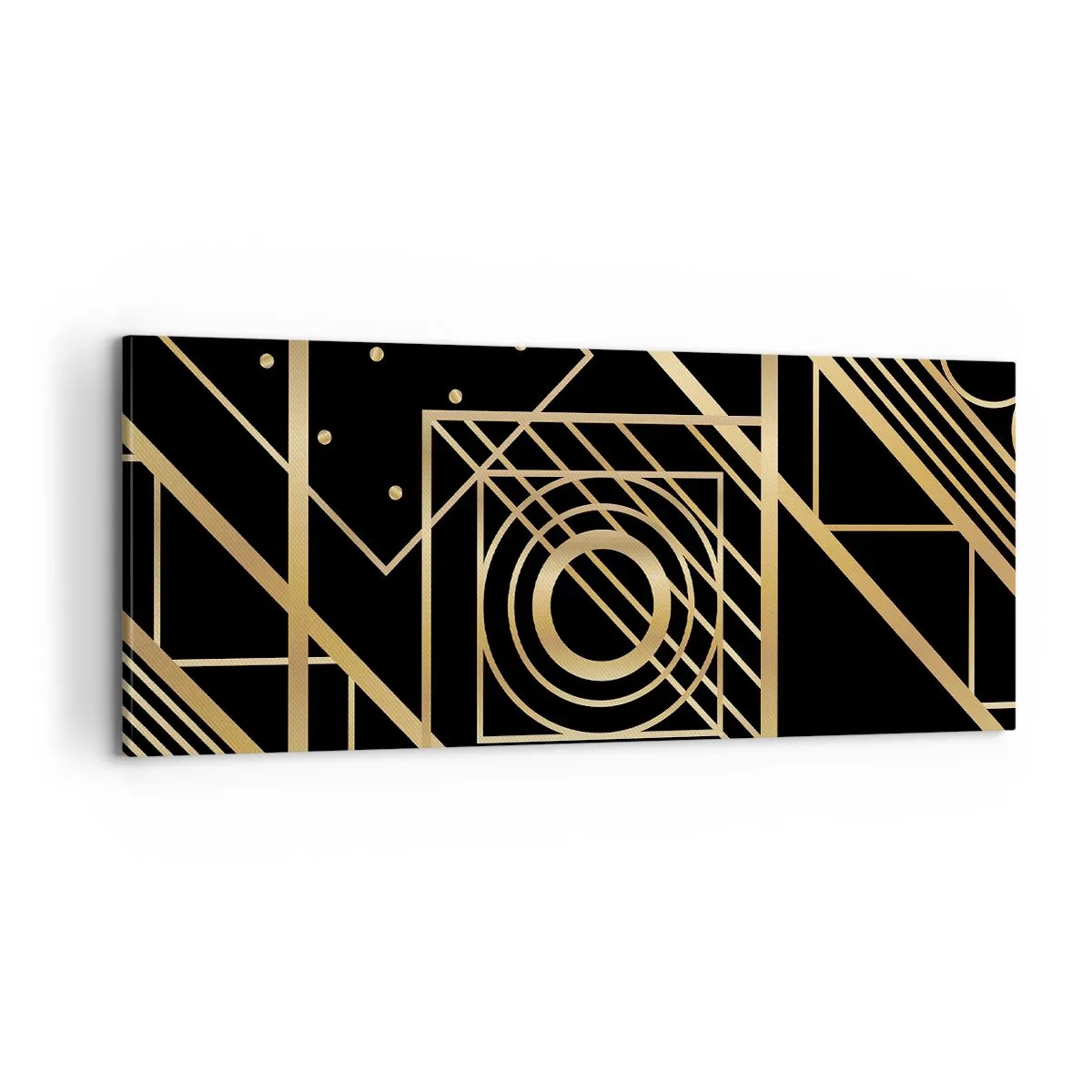 Lærredstryk - Billede på lærred - Gylden geometri - 100x40 cm