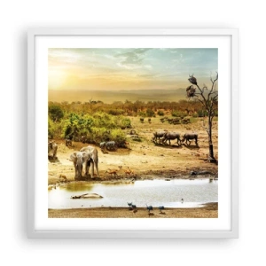 Plakat i hvid ramme - "Og ud af Eden flød en flod...". - 50x50 cm