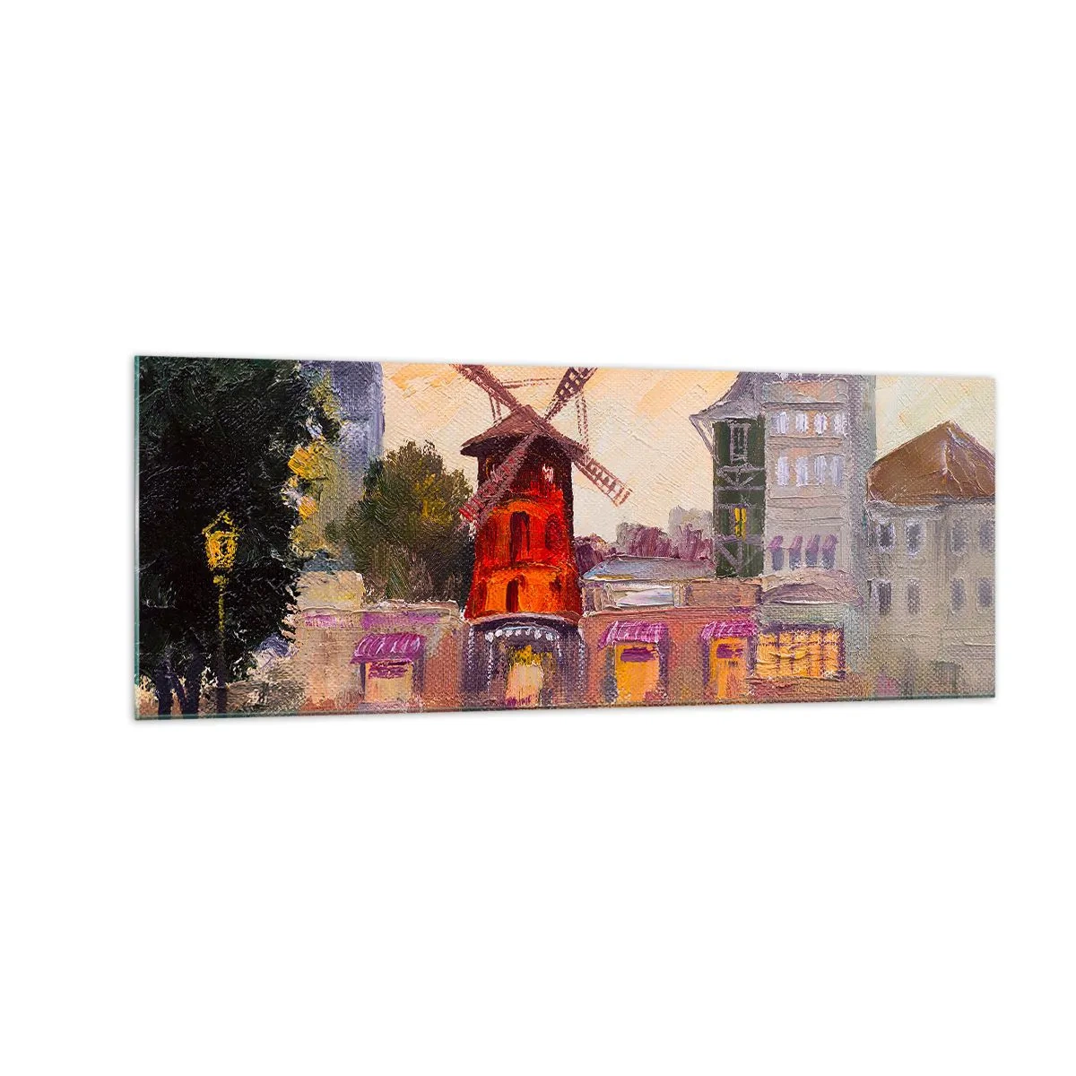 Billede på glas - Parisiske ikoner - Moulin Rouge - 140x50 cm