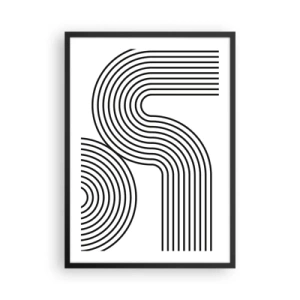 Plakat i sort ramme - Moderne grafik med abstrakte linjer i sort-hvid - 50x70cm - På en kurve - Moderne vægdekoration til stue og soveværelse ARTTOR