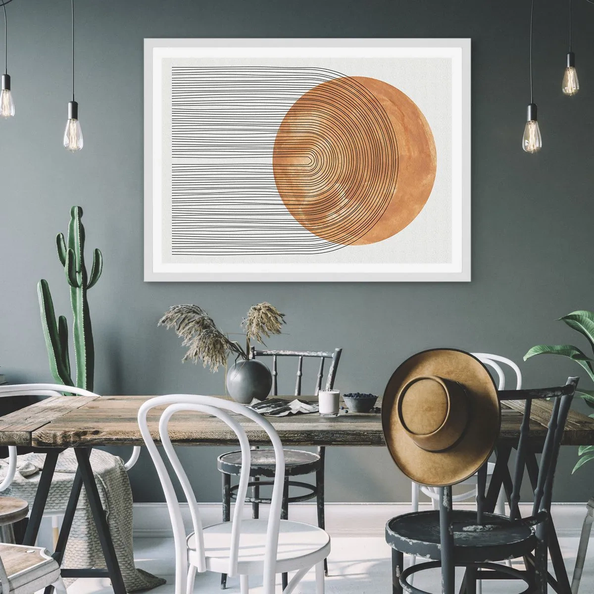 Plakat i hvid ramme - En solrig komposition - 50x40 cm