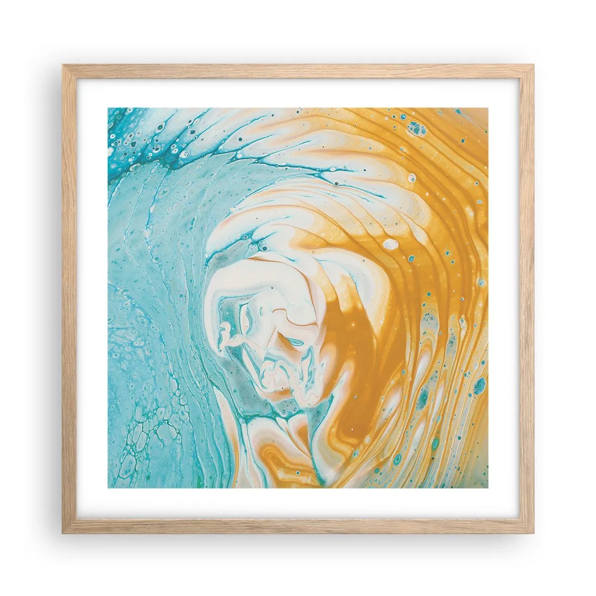 Plakat i ramme af lyst egetræ - Pastel hvirvel - 50x50 cm