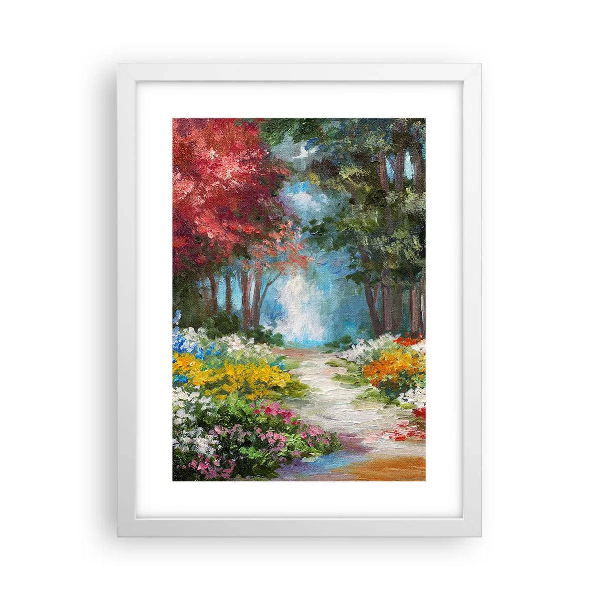 Plakat i hvid ramme - Skovhave, blomsterskov - 30x40 cm