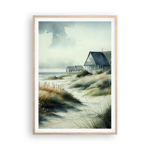 Plakat i ramme af lyst egetræ - Væk fra trængsel og travlhed - 70x100 cm