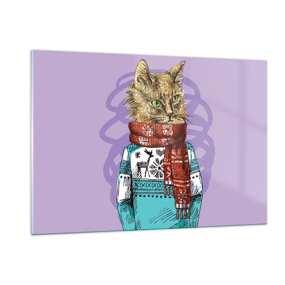 Billede på glas - En kat ikke kun i sko - 120x80 cm
