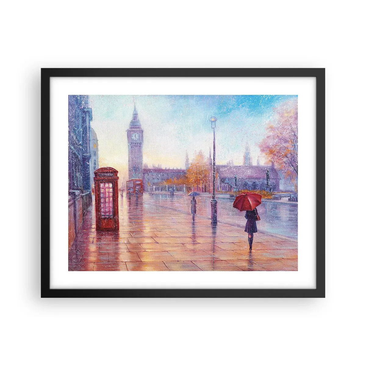 Plakat i sort ramme - En efterårsdag i London - 50x40 cm