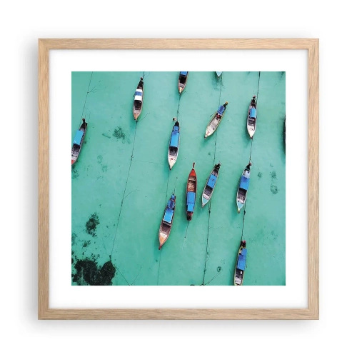 Plakat i ramme af lyst egetræ - I glædelig forventning - 40x40 cm